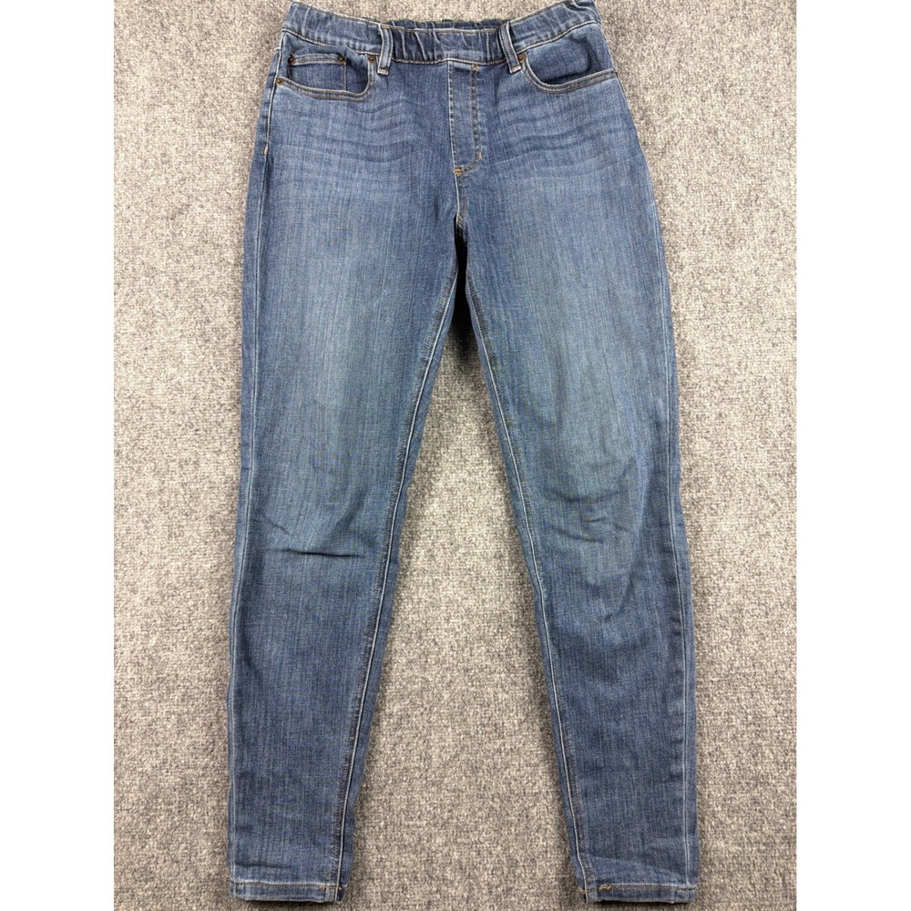 LL Bean 1912 Denim Women 10 Reg Blue Skinny Pull On Elastic Waist Jeans